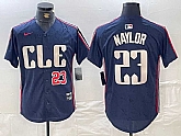 Men's Cleveland Guardians #23 Josh Naylor Number Navy 2024 City Connect Limited Stitched Jersey,baseball caps,new era cap wholesale,wholesale hats