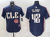 Men's Cleveland Guardians #48 Emmanuel Clase Number Navy 2024 City Connect Limited Stitched Jersey,baseball caps,new era cap wholesale,wholesale hats