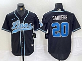 Men's Detroit Lions #20 Barry Sanders Black With Patch Cool Base Stitched Baseball Jersey,baseball caps,new era cap wholesale,wholesale hats