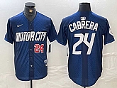 Men's Detroit Tigers #24 Miguel Cabrera Number Navy 2024 City Connect Cool Base Limited Stitched Jersey,baseball caps,new era cap wholesale,wholesale hats