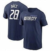 Men's Detroit Tigers #28 Javier Baez Navy 2024 City Connect Fuse Name & Number T-Shirt,baseball caps,new era cap wholesale,wholesale hats