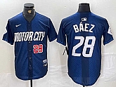 Men's Detroit Tigers #28 Javier Baez Number 2024 Navy City Connect Cool Base Limited Stitched Jersey,baseball caps,new era cap wholesale,wholesale hats