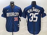 Men's Detroit Tigers #35 Justin Verlander Number Navy 2024 City Connect Cool Base Limited Stitched Jersey,baseball caps,new era cap wholesale,wholesale hats