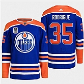 Men's Edmonton Oilers #35 Olivier Rodrigue Royal 2024 Stanley Cup Final Patch Stitched Jersey Dzhi,baseball caps,new era cap wholesale,wholesale hats