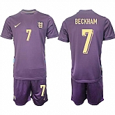 Men's England #7 Beckham 2024-25 Purple Away Soccer Jersey Suit,baseball caps,new era cap wholesale,wholesale hats