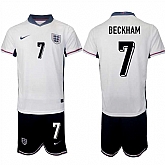 Men's England #7 Beckham 2024-25 White Home Soccer Jersey Suit,baseball caps,new era cap wholesale,wholesale hats