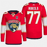 Men's Florida Panthers #77 Niko Mikkola Red 2024 Stanley Cup Final Patch Stitched Jersey Dzhi,baseball caps,new era cap wholesale,wholesale hats