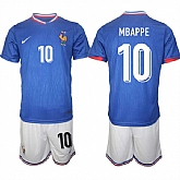 Men's France #10 Mbappe Blue 2024-25 Home Soccer Jersey Suit,baseball caps,new era cap wholesale,wholesale hats