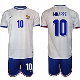 Men's France #10 Mbappe White 2024-25 Away Soccer Jersey Suit,baseball caps,new era cap wholesale,wholesale hats