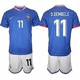 Men's France #11 Ousmane Dembele Blue 2024-25 Home Soccer Jersey Suit,baseball caps,new era cap wholesale,wholesale hats