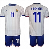 Men's France #11 Ousmane Dembele White 2024-25 Away Soccer Jersey Suit,baseball caps,new era cap wholesale,wholesale hats