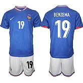 Men's France #19 Karim Benzema Blue 2024-25 Home Soccer Jersey Suit,baseball caps,new era cap wholesale,wholesale hats