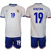 Men's France #19 Karim Benzema White 2024-25 Away Soccer Jersey Suit,baseball caps,new era cap wholesale,wholesale hats