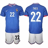 Men's France #22 Theo Blue 2024-25 Home Soccer Jersey Suit,baseball caps,new era cap wholesale,wholesale hats