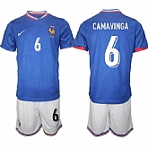 Men's France #6 Eduardo Camavinga Blue 2024-25 Home Soccer Jersey Suit,baseball caps,new era cap wholesale,wholesale hats