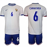 Men's France #6 Eduardo Camavinga White 2024-25 Away Soccer Jersey Suit,baseball caps,new era cap wholesale,wholesale hats