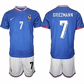 Men's France #7 Antoine Griezmann Blue 2024-25 Home Soccer Jersey Suit,baseball caps,new era cap wholesale,wholesale hats