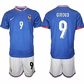 Men's France #9 Olivier Giroud Blue 2024-25 Home Soccer Jersey Suit,baseball caps,new era cap wholesale,wholesale hats