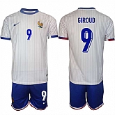 Men's France #9 Olivier Giroud White 2024-25 Away Soccer Jersey Suit,baseball caps,new era cap wholesale,wholesale hats