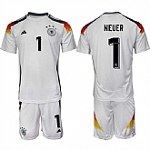 Men's Germany #1 Manuel Neuer White 2024-25 Home Soccer Jersey Suit,baseball caps,new era cap wholesale,wholesale hats