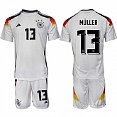 Men's Germany #13 Thomas Muller White 2024-25 Home Soccer Jersey Suit,baseball caps,new era cap wholesale,wholesale hats