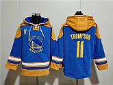 Men's Golden State Warriors #11 Klay Thompson Blue Yellow Lace-Up Pullover Hoodie,baseball caps,new era cap wholesale,wholesale hats