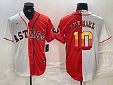 Men's Houston Astros #10 Yuli Gurriel White Orange Split Stitched Baseball Jersey Dzhi,baseball caps,new era cap wholesale,wholesale hats