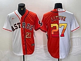 Men's Houston Astros #27 Jose Altuve Number White Orange Split Stitched Baseball Jersey Dzhi,baseball caps,new era cap wholesale,wholesale hats