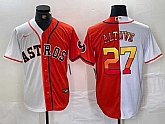 Men's Houston Astros #27 Jose Altuve White Orange Split Stitched Baseball Jersey Dzhi,baseball caps,new era cap wholesale,wholesale hats