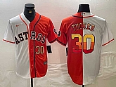 Men's Houston Astros #30 Kyle Tucker White Orange Split Stitched Baseball Jerseys Dzhi,baseball caps,new era cap wholesale,wholesale hats