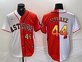 Men's Houston Astros #44 Yordan Alvarez Number White Orange Split Stitched Baseball Jersey Dzhi,baseball caps,new era cap wholesale,wholesale hats