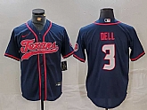 Men's Houston Texans #3 Tank Dell Navy With Patch Cool Base Stitched Baseball Jersey,baseball caps,new era cap wholesale,wholesale hats