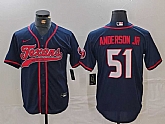 Men's Houston Texans #51 Will Anderson Jr Navy With Patch Cool Base Stitched Baseball Jersey,baseball caps,new era cap wholesale,wholesale hats