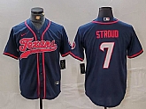 Men's Houston Texans #7 CJ Stroud Navy With Patch Cool Base Stitched Baseball Jersey,baseball caps,new era cap wholesale,wholesale hats