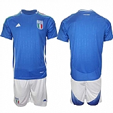 Men's Italy Blank 2024-25 Blue Home Soccer Jersey Suit,baseball caps,new era cap wholesale,wholesale hats