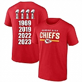 Men's Kansas City Chiefs 4 Champions Red 2024 Fan Limited T-Shirt,baseball caps,new era cap wholesale,wholesale hats