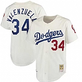 Men's Los Angeles Dodgers #34 Fernando Valenzuela Cream Mitchell & Ness Stitched Baseball Jersey Dzhi,baseball caps,new era cap wholesale,wholesale hats