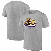 Men's Los Angeles Lakers Heather Gray 2024 Playoffs Defensive Stance T-Shirt,baseball caps,new era cap wholesale,wholesale hats