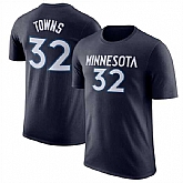 Men's Minnesota Timberwolves #32 Karl-Anthony Towns Navy Name & Number Performance T-Shirt,baseball caps,new era cap wholesale,wholesale hats