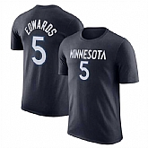 Men's Minnesota Timberwolves #5 Anthony Edwards Navy Name & Number Performance T-Shirt,baseball caps,new era cap wholesale,wholesale hats