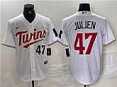 Men's Minnesota Twins #47 Edouard Julien White Cool Base Stitched Jersey,baseball caps,new era cap wholesale,wholesale hats