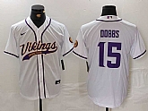 Men's Minnesota Vikings #15 Joshua Dobbs White Cool Base Stitched Baseball Jersey,baseball caps,new era cap wholesale,wholesale hats