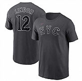 Men's New York Mets #12 Francisco Lindor Graphite 2024 City Connect Fuse Name & Number T-Shirt,baseball caps,new era cap wholesale,wholesale hats