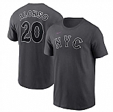 Men's New York Mets #20 Pete Alonso Graphite 2024 City Connect Fuse Name & Number T-Shirt,baseball caps,new era cap wholesale,wholesale hats