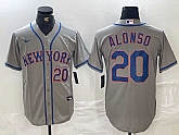 Men's New York Mets #20 Pete Alonso Grey Stitched Baseball Jersey,baseball caps,new era cap wholesale,wholesale hats