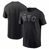 Men's New York Mets Black 2024 City Connect Wordmark T-Shirt,baseball caps,new era cap wholesale,wholesale hats