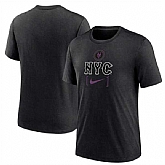 Men's New York Mets Heather Black 2024 City Connect Tri-Blend T-Shirt,baseball caps,new era cap wholesale,wholesale hats