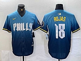 Men's Philadelphia Phillies #18 Johan Rojas Blue 2024 City Connect Limited Stitched Jersey,baseball caps,new era cap wholesale,wholesale hats