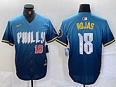 Men's Philadelphia Phillies #18 Johan Rojas Number Blue 2024 City Connect Limited Stitched Jersey,baseball caps,new era cap wholesale,wholesale hats