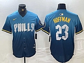 Men's Philadelphia Phillies #23 Jeff Hoffman Blue 2024 City Connect Limited Stitched Jersey,baseball caps,new era cap wholesale,wholesale hats